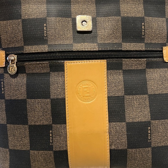 FENDI authentic rare vintage 90s Pequin checkerboard crossbody messenger bag EUC - Picture 11 of 16